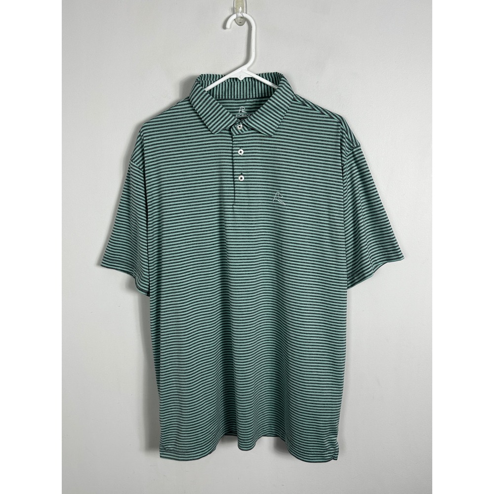 Rhoback‎ Green Striped Short Sleeve Polo Shirt Mens Size XL Golf Tee Tennis